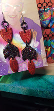 Load image into Gallery viewer, Red wine glitter handmade earrings polymer clay
