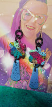 Load image into Gallery viewer, Alaskan sky glitter handmade earrings polymer clay