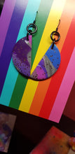 Load image into Gallery viewer, SALE $10!!!! Purple moon glitter handmade earrings polymer clay