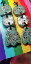 Load image into Gallery viewer, Sage flowers glitter handmade earrings polymer clay