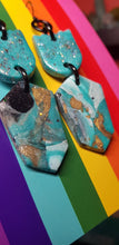 Load image into Gallery viewer, Ocean dreams glitter handmade earrings polymer clay