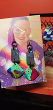 Load image into Gallery viewer, Turquoise swirl glitter handmade earrings polymer clay
