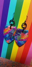 Load image into Gallery viewer, Shimmering rainbow glitter handmade earrings polymer clay