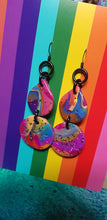 Load image into Gallery viewer, Marbled magic glitter handmade earrings polymer clay