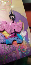Load image into Gallery viewer, Pink crowns & rainbows glitter handmade earrings polymer clay