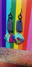 Load image into Gallery viewer, Turquoise swirl glitter handmade earrings polymer clay