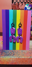 Load image into Gallery viewer, Lavender rainbows glitter handmade earrings polymer clay
