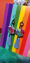Load image into Gallery viewer, Alaskan sky glitter handmade earrings polymer clay