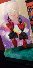 Load image into Gallery viewer, Red wine glitter handmade earrings polymer clay