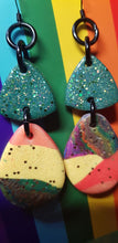 Load image into Gallery viewer, SALE $10!!!! Forest green glitter handmade earrings polymer clay