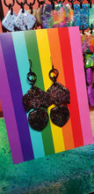 Load image into Gallery viewer, Black crow rainbow glitter handmade earrings polymer clay