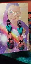 Load image into Gallery viewer, Turkish delight glitter handmade earrings polymer clay