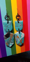 Load image into Gallery viewer, Ocean dreams glitter handmade earrings polymer clay