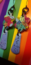 Load image into Gallery viewer, Alaskan sky glitter handmade earrings polymer clay