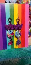 Load image into Gallery viewer, Monet's garden glitter handmade earrings polymer clay