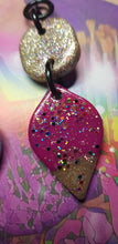 Load image into Gallery viewer, SALE $10!!!! Gold raindrops glitter handmade earrings polymer clay