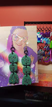 Load image into Gallery viewer, Sage flowers glitter handmade earrings polymer clay