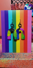 Load image into Gallery viewer, Small rainbow glitter handmade earrings polymer clay
