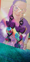 Load image into Gallery viewer, Monet's garden glitter handmade earrings polymer clay