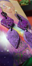 Load image into Gallery viewer, Dusty violet glitter handmade earrings polymer clay