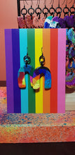 Load image into Gallery viewer, Mystical rainbows glitter handmade earrings polymer clay