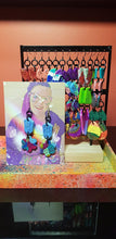 Load image into Gallery viewer, Blue daisy glitter handmade earrings polymer clay