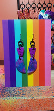 Load image into Gallery viewer, Crescent moon glitter handmade earrings polymer clay