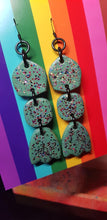 Load image into Gallery viewer, Sage flowers glitter handmade earrings polymer clay