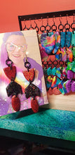 Load image into Gallery viewer, Red wine glitter handmade earrings polymer clay