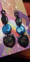 Load image into Gallery viewer, Blue moon glitter handmade earrings polymer clay