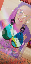 Load image into Gallery viewer, Luck of the Irish glitter handmade earrings polymer clay