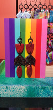 Load image into Gallery viewer, Red wine glitter handmade earrings polymer clay