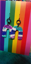Load image into Gallery viewer, Clouds & rainbows glitter handmade earrings polymer clay