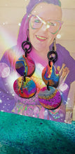 Load image into Gallery viewer, Marbled magic glitter handmade earrings polymer clay