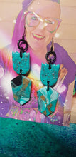 Load image into Gallery viewer, Ocean dreams glitter handmade earrings polymer clay