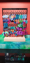 Load image into Gallery viewer, Large rainbow glitter handmade earrings polymer clay