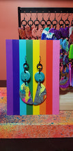 Load image into Gallery viewer, SALE $10!!!! Earth magic rainbow glitter handmade earrings polymer clay