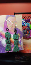 Load image into Gallery viewer, Sage flowers glitter handmade earrings polymer clay