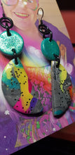 Load image into Gallery viewer, SALE $10!!!! Earth magic rainbow glitter handmade earrings polymer clay