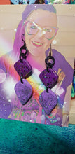 Load image into Gallery viewer, Dusty violet glitter handmade earrings polymer clay