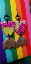 Load image into Gallery viewer, Gold glitter tulip handmade earrings polymer clay