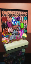 Load image into Gallery viewer, Triangle rainbow glitter handmade earrings polymer clay