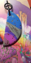 Load image into Gallery viewer, SALE $10!!!! Purple moon glitter handmade earrings polymer clay