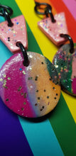 Load image into Gallery viewer, SALE $10!!!! Fuzzy peach glitter handmade earrings polymer clay
