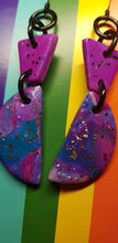 Load image into Gallery viewer, Crescent moon glitter handmade earrings polymer clay