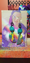Load image into Gallery viewer, SALE $10!!!! Earth magic rainbow glitter handmade earrings polymer clay