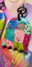 Load image into Gallery viewer, Fizzy lime glitter handmade earrings polymer clay