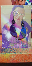 Load image into Gallery viewer, SALE $10!!!! Purple moon glitter handmade earrings polymer clay