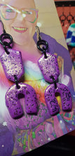 Load image into Gallery viewer, Lavender rainbows glitter handmade earrings polymer clay