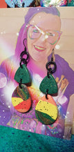 Load image into Gallery viewer, SALE $10!!!! Forest green glitter handmade earrings polymer clay